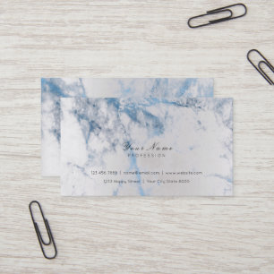 Blue Saphire Silver Metallic Marble Grey Business Card