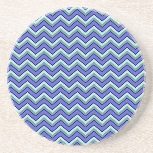 Blue Sapphire Chevron Pattern Coaster (Front)