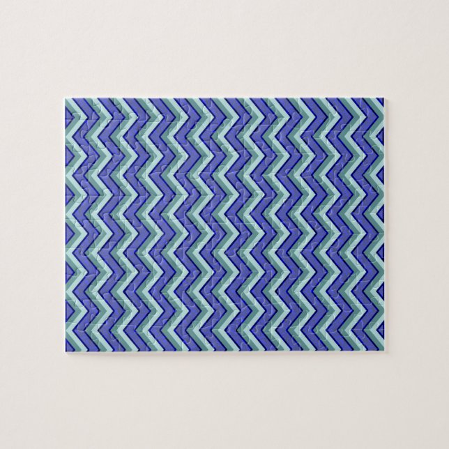 Blue Sapphire Chevron Pattern Jigsaw Puzzle (Horizontal)
