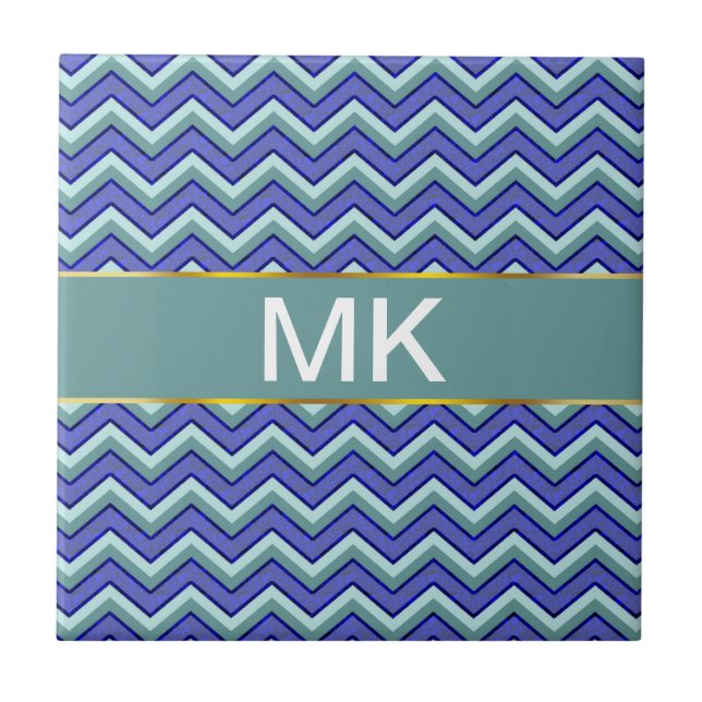Blue Sapphire Chevron Pattern Tile (Front)