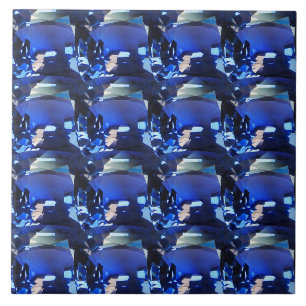 Blue Sapphire Cushion-Cut Pattern Ceramic Tile
