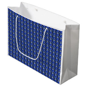 Blue Sapphire Cushion-Cut Pattern Large Gift Bag