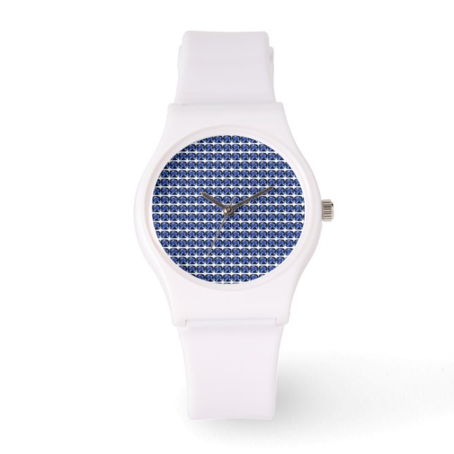 Blue Sapphire Cushion-Cut Pattern Watch (Front)