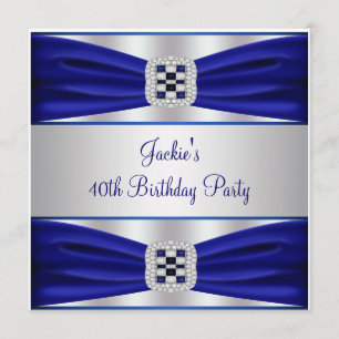 Blue Sapphire Diamond 40th Birthday Party Invitation