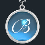 Blue Sapphire Gem  Monogram Silver Plated Necklace<br><div class="desc">Elegant and unique design  with gemstone. Very accurated nurbs modelling and rendering in 3D Studio Max by Bulgan Lumini .Part from series Hyper Talismans.</div>