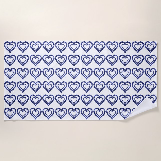 Blue Sapphire Heart  Beach Towel (Front)