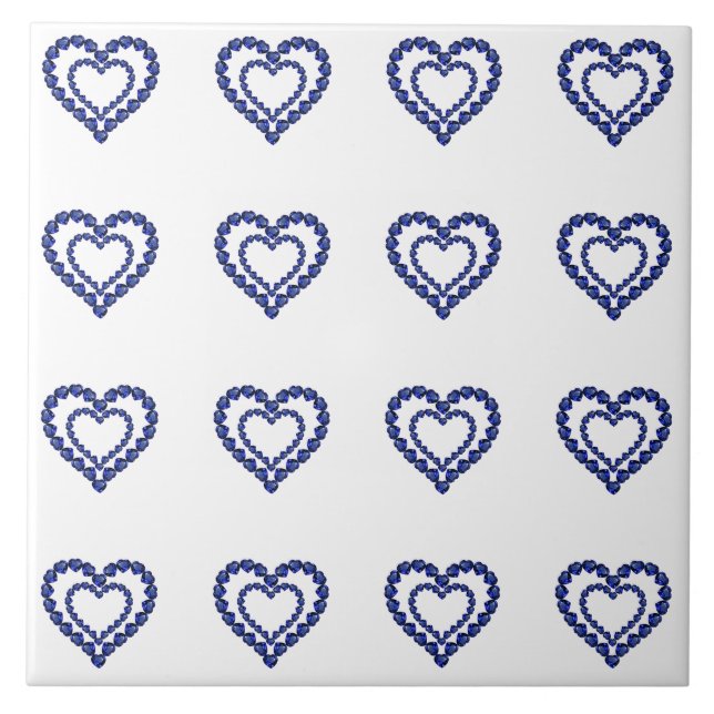 Blue Sapphire Heart Ceramic Tile (Front)