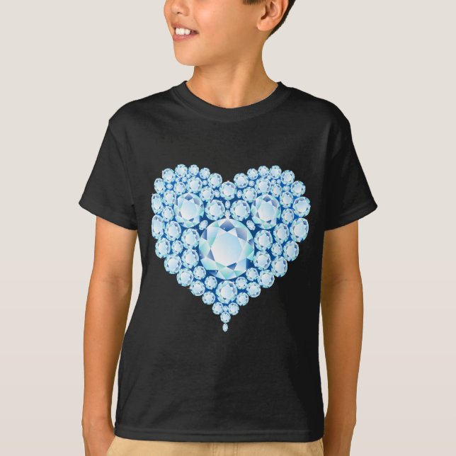 Blue Sapphire Heart Gems T-Shirt (Front)