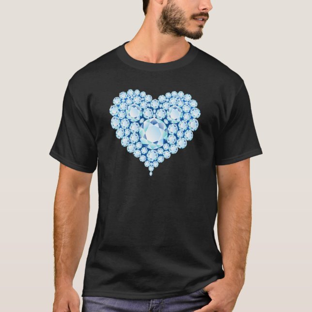 Blue Sapphire Heart Gems T-Shirt (Front)