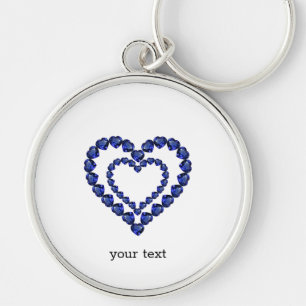 Blue Sapphire Heart Key Ring