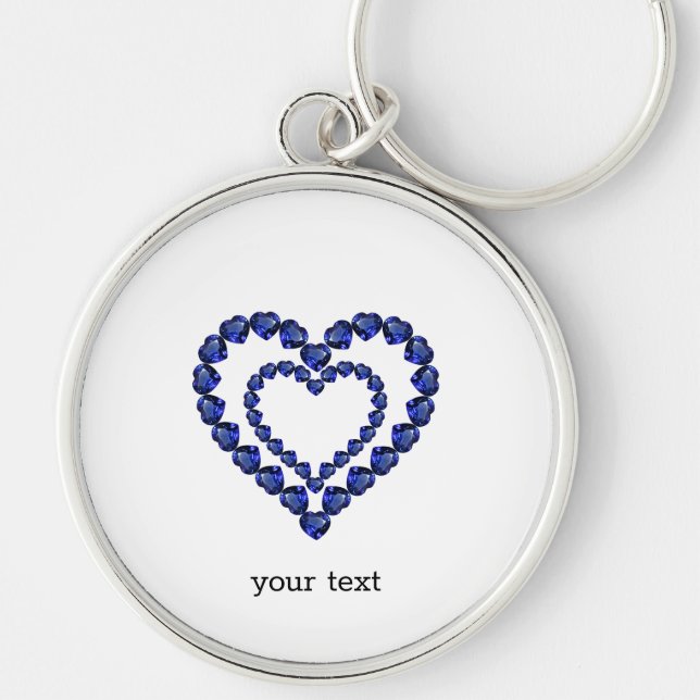 Blue Sapphire Heart Key Ring (Front)