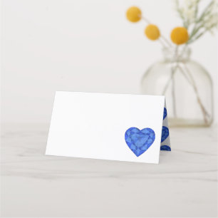 Blue sapphire heart watercolor art tent cards