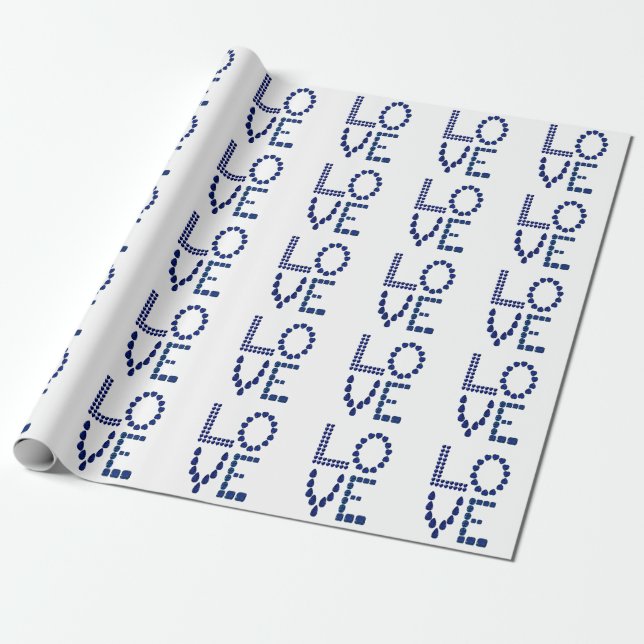 Blue Sapphire Love Wrapping Paper (Unrolled)