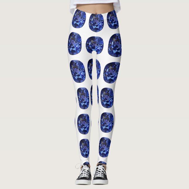 Blue Sapphire Pattern Design Leggings (Front)
