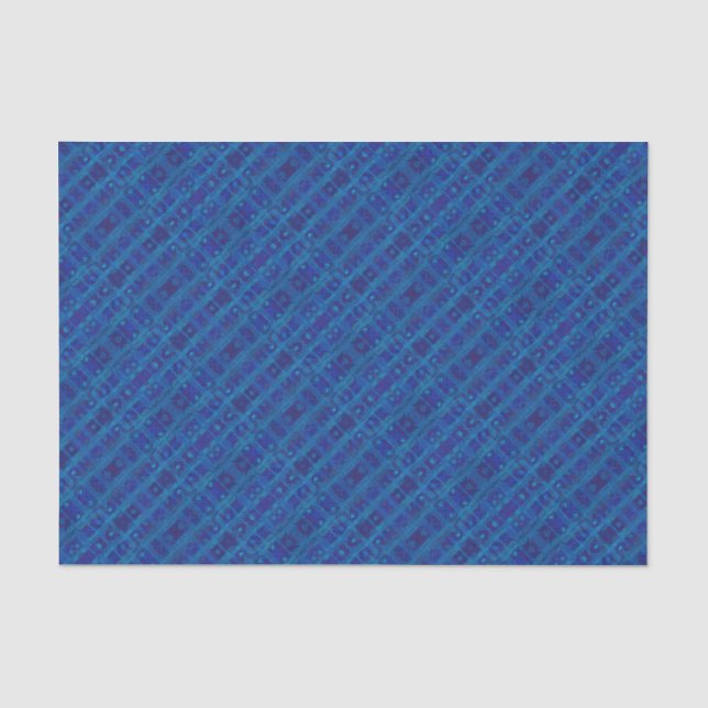 Blue sapphire weave, seamless geometric pattern tissue paper (Front)