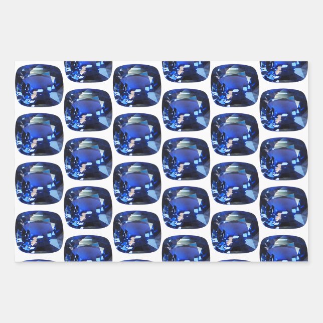 Blue Sapphire Wrapping Paper Cushion Gemstone (Front)