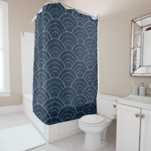Blue Sashiko Shower Curtain