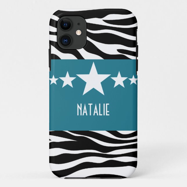 Blue Sassy Star Zebra BT iPhone 5 Case (Back)