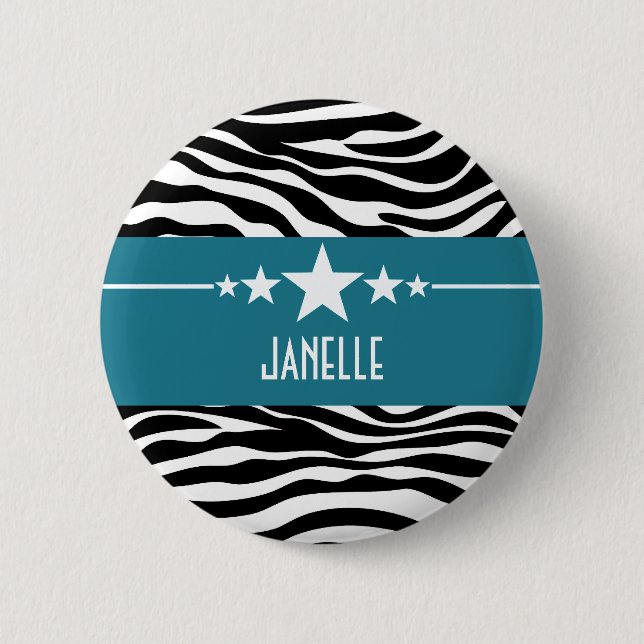 Blue Sassy Star Zebra Button (Front)