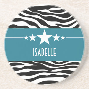 Blue Sassy Star Zebra Coaster