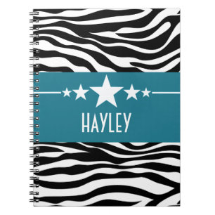 Blue Sassy Star Zebra Notebook