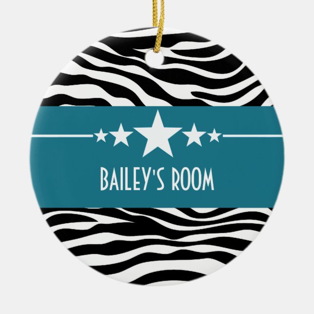 Blue Sassy Star Zebra Ornament (Front)