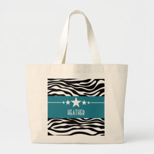 Blue Sassy Star Zebra Tote Bag