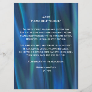 Blue Satin Look Wedding Basket Sign Invitation