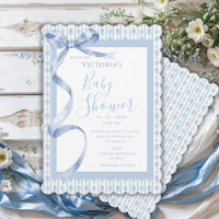 Blue Satin Ribbon Elegant Baby Boy Shower