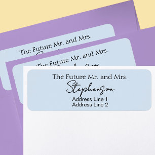 Blue Save The Date Custom Name Return Address Label