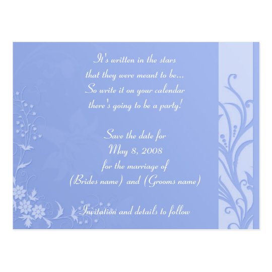 Blue save the date postcard