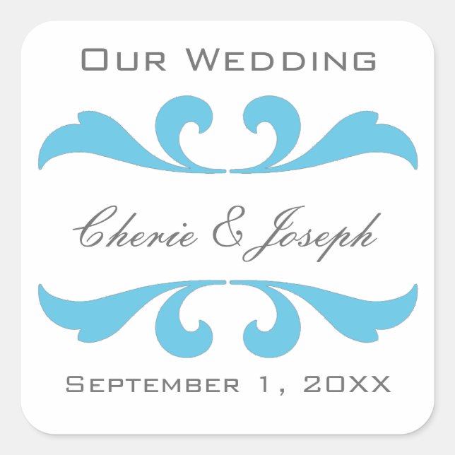 Blue Save The Date Stickers and Seals (Front)