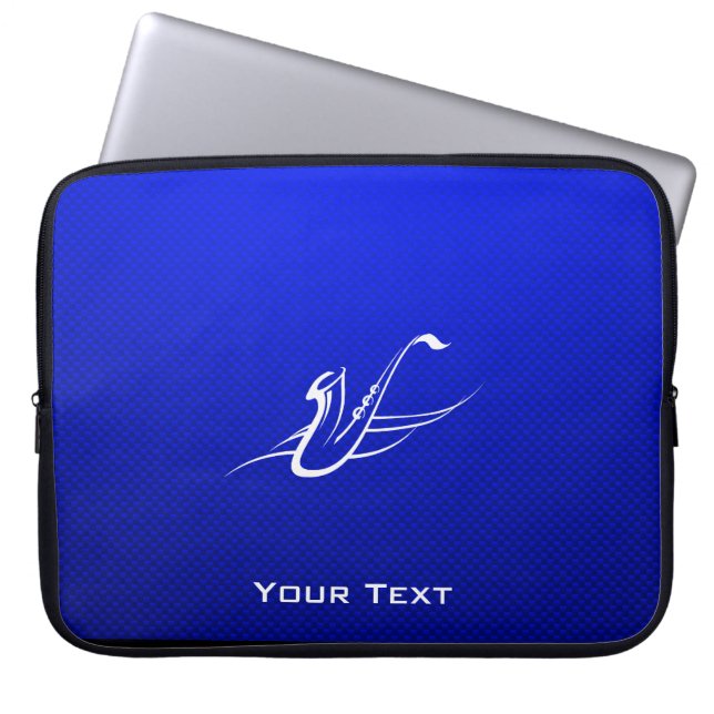 Blue Saxophone Laptop Sleeve (Front)