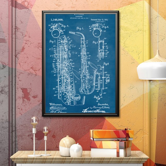 Blue | Saxophone Patent Poster (Creator Uploaded)