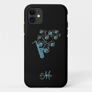 Blue Saxophone Personalised Music iPhone 5 Case