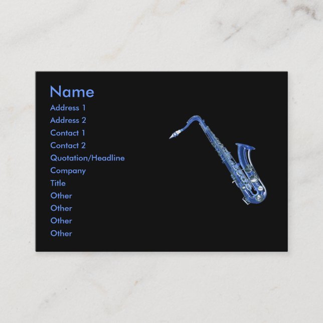 Blue Saxophone Profile Card (Front)