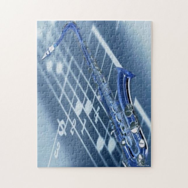 Blue Saxophone Puzzle (Vertical)