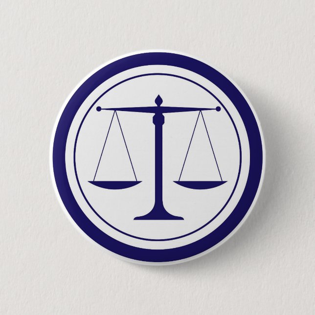 Blue Scales of Justice Silhouette 6 Cm Round Badge (Front)