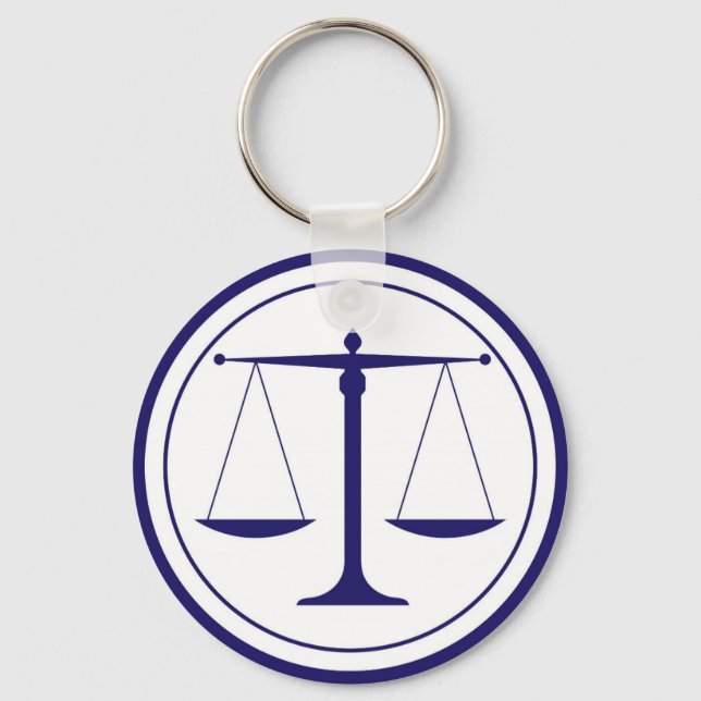 Blue Scales of Justice Silhouette Key Ring (Front)