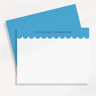 Blue Scallop Border Modern Stationery note card