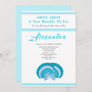 Blue Scallop Shell Ahoy it's a Boy Baby Shower