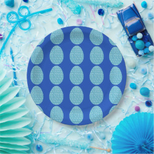 Blue Scalloped Easter Eggs Paper Plate