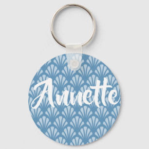 Blue Scallops Pattern Key Ring