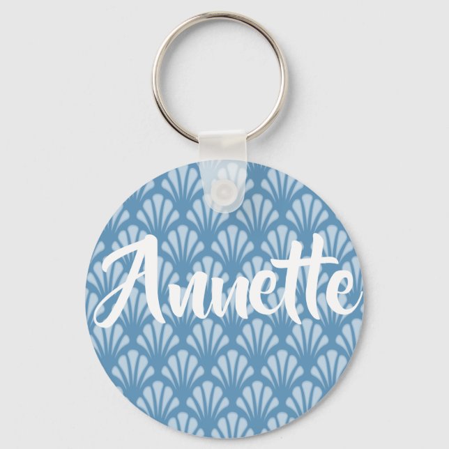 Blue Scallops Pattern Key Ring (Front)