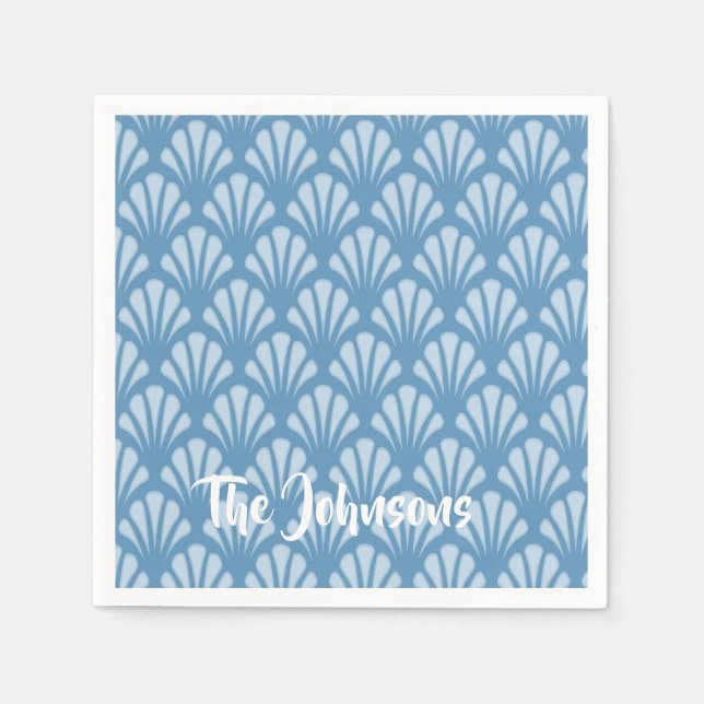 Blue Scallops Pattern Napkin (Front)