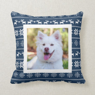 Blue Scandinavian Winter Pattern - Add Photo Cushion