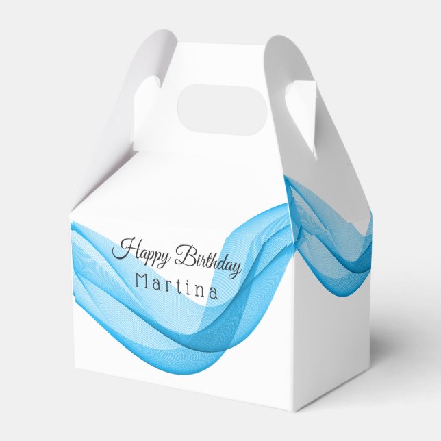 Blue Scarf Birthday or Wedding Favour Box (Front Side)