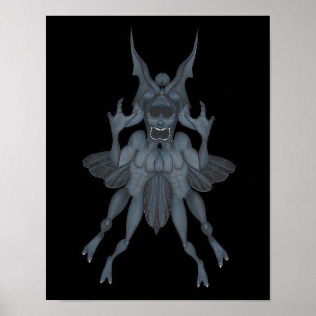 Blue Scary Goblin Halloween Poster (Front)