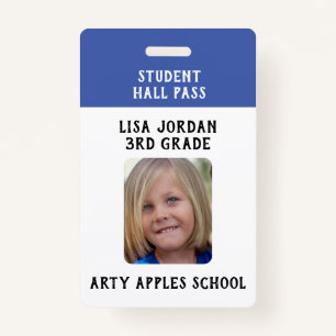 Blue School teacher or student ID Badge