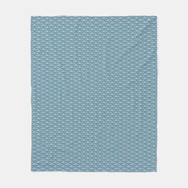 Blue Schooling Fish Scale Pattern Fleece Blanket (Front)